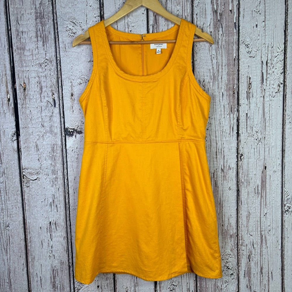 Banana Republic Factory Linen-Blend Seamed Mini Dress Size 8 Marigold Sleeveless